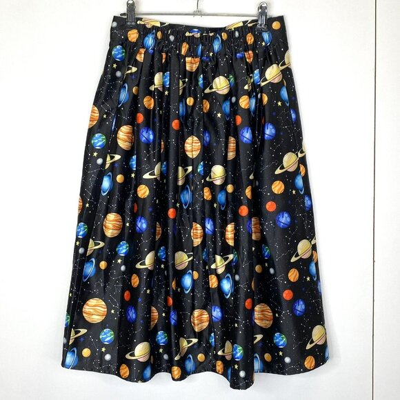 Hide & Seek Skirt Womens Size US 6 A-Line Planets Space Universe Print Pockets - Picture 2 of 5